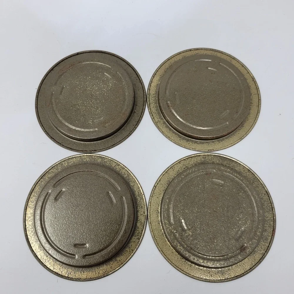 Vintage Maine State Map Metal Coasters Set of‎ 4 Black Gold Souvenir Tin Ashtray